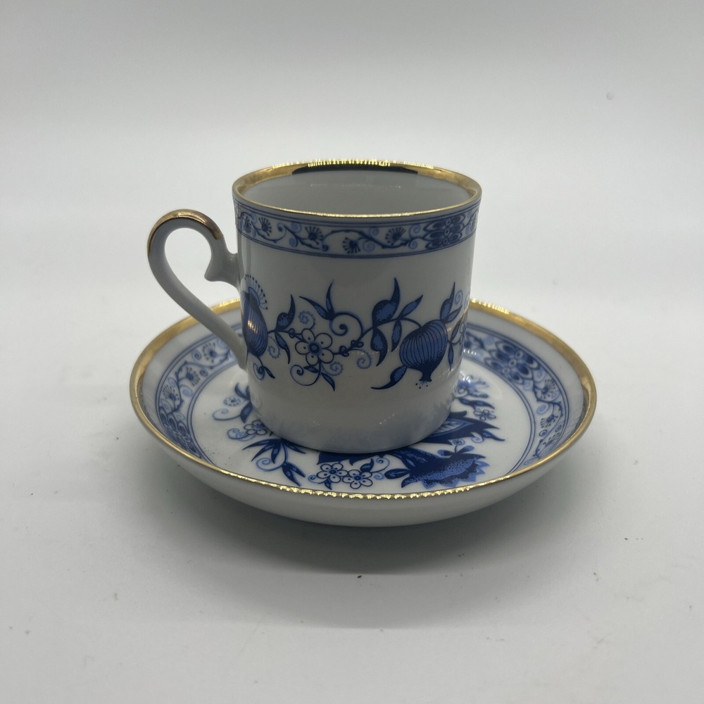 Vintage Royal Franconia Blue Onion Demitasse Cup & Saucer by The Danbury Mint